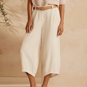 Poetry barrel cropped linen lagenlook trouser pant size 8